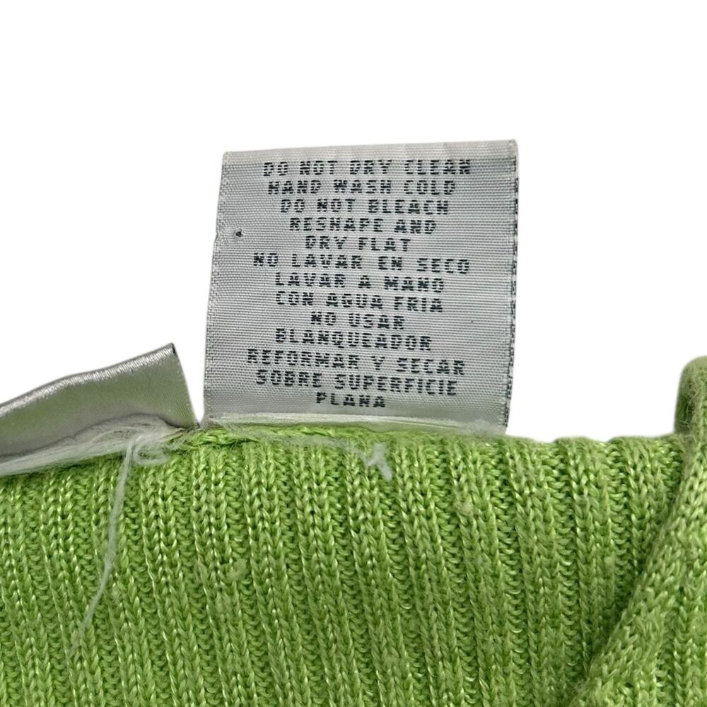 VTG Delores Bell Sz M Lime Green Ribbed Ramie Blend Cropped Long Sleeve Top Y2K - Picture 12 of 12